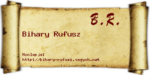 Bihary Rufusz névjegykártya